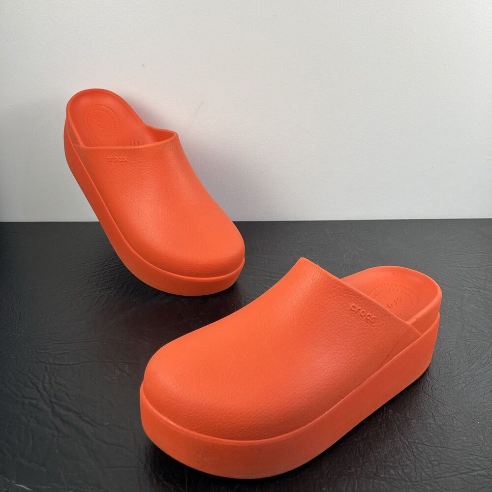 Crocs Dylan Platform Slip On Comfort Clogs Shoes 209869 Womens 11 Chunky Orange